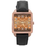 Rustic Orange Swirls Rose Gold Leather Watch  Front