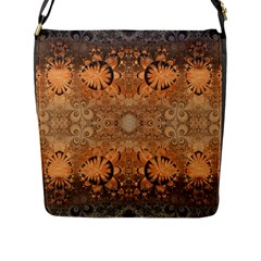 Rustic Orange Swirls Flap Closure Messenger Bag (l) by SpinnyChairDesigns