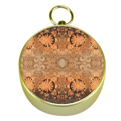 Rustic Orange Swirls Gold Compasses by SpinnyChairDesigns