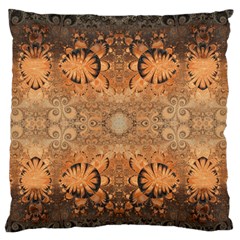 Rustic Orange Swirls Large Flano Cushion Case (two Sides) by SpinnyChairDesigns