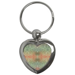 Peach Green Texture Key Chain (heart) by SpinnyChairDesigns