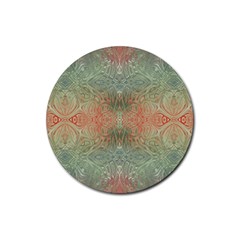 Peach Green Texture Rubber Coaster (round)  by SpinnyChairDesigns