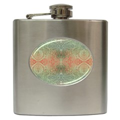 Peach Green Texture Hip Flask (6 Oz) by SpinnyChairDesigns