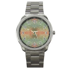 Peach Green Texture Sport Metal Watch by SpinnyChairDesigns