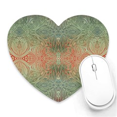 Peach Green Texture Heart Mousepads by SpinnyChairDesigns