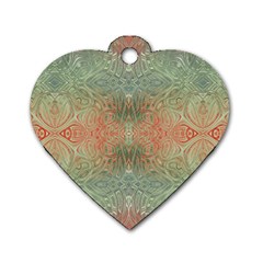 Peach Green Texture Dog Tag Heart (two Sides) by SpinnyChairDesigns