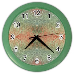 Peach Green Texture Color Wall Clock by SpinnyChairDesigns