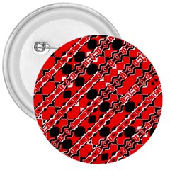 Abstract Red Black Checkered 3  Buttons by SpinnyChairDesigns