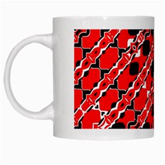 Abstract Red Black Checkered White Mugs by SpinnyChairDesigns