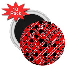 Abstract Red Black Checkered 2 25  Magnets (10 Pack)  by SpinnyChairDesigns