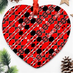 Abstract Red Black Checkered Heart Ornament (two Sides) by SpinnyChairDesigns