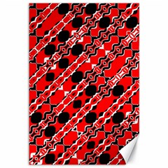 Abstract Red Black Checkered Canvas 12  X 18  by SpinnyChairDesigns