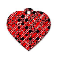 Abstract Red Black Checkered Dog Tag Heart (one Side) by SpinnyChairDesigns