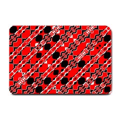 Abstract Red Black Checkered Small Doormat  by SpinnyChairDesigns