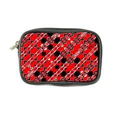 Abstract Red Black Checkered Coin Purse by SpinnyChairDesigns