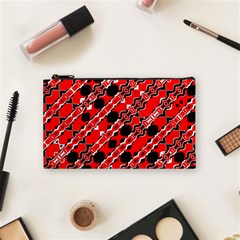 Abstract Red Black Checkered Cosmetic Bag (small) by SpinnyChairDesigns