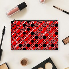 Abstract Red Black Checkered Cosmetic Bag (medium) by SpinnyChairDesigns