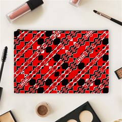 Abstract Red Black Checkered Cosmetic Bag (large) by SpinnyChairDesigns