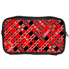 Abstract Red Black Checkered Toiletries Bag (two Sides) by SpinnyChairDesigns