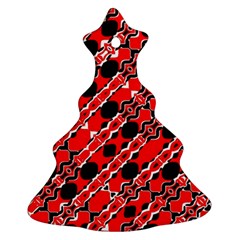 Abstract Red Black Checkered Ornament (christmas Tree)  by SpinnyChairDesigns