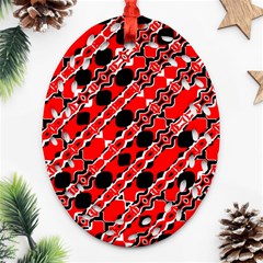 Abstract Red Black Checkered Ornament (oval Filigree) by SpinnyChairDesigns