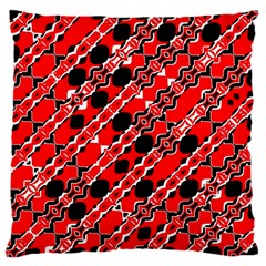 Abstract Red Black Checkered Large Cushion Case (two Sides) by SpinnyChairDesigns