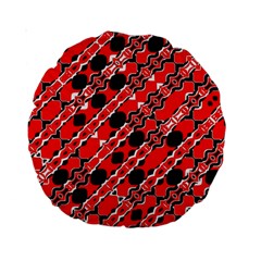 Abstract Red Black Checkered Standard 15  Premium Round Cushions by SpinnyChairDesigns