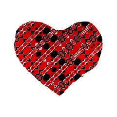 Abstract Red Black Checkered Standard 16  Premium Heart Shape Cushions by SpinnyChairDesigns