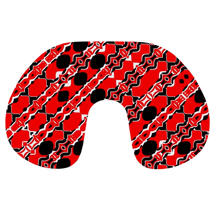 Abstract Red Black Checkered Travel Neck Pillow