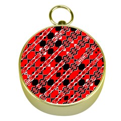 Abstract Red Black Checkered Gold Compasses by SpinnyChairDesigns