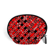 Abstract Red Black Checkered Accessory Pouch (small) by SpinnyChairDesigns