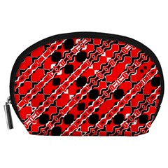 Abstract Red Black Checkered Accessory Pouch (large) by SpinnyChairDesigns