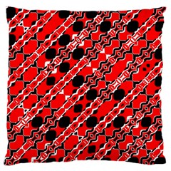 Abstract Red Black Checkered Standard Flano Cushion Case (one Side) by SpinnyChairDesigns