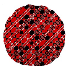 Abstract Red Black Checkered Large 18  Premium Flano Round Cushions by SpinnyChairDesigns