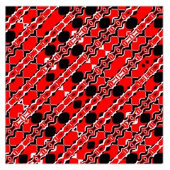 Abstract Red Black Checkered Large Satin Scarf (square) by SpinnyChairDesigns