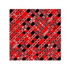 Abstract Red Black Checkered Small Satin Scarf (square) by SpinnyChairDesigns