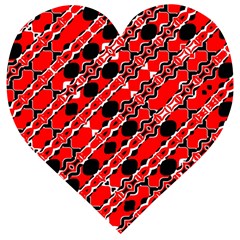 Abstract Red Black Checkered Wooden Puzzle Heart by SpinnyChairDesigns