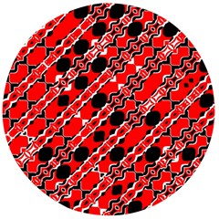 Abstract Red Black Checkered Wooden Bottle Opener (round) by SpinnyChairDesigns