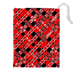 Abstract Red Black Checkered Drawstring Pouch (4xl) by SpinnyChairDesigns