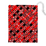 Abstract Red Black Checkered Drawstring Pouch (5XL) Front