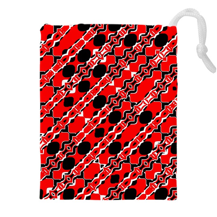 Abstract Red Black Checkered Drawstring Pouch (5XL)