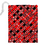 Abstract Red Black Checkered Drawstring Pouch (5XL) Back