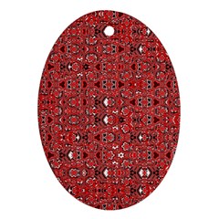 Abstract Red Black Checkered Ornament (oval)