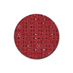 Abstract Red Black Checkered Rubber Coaster (Round)  Front