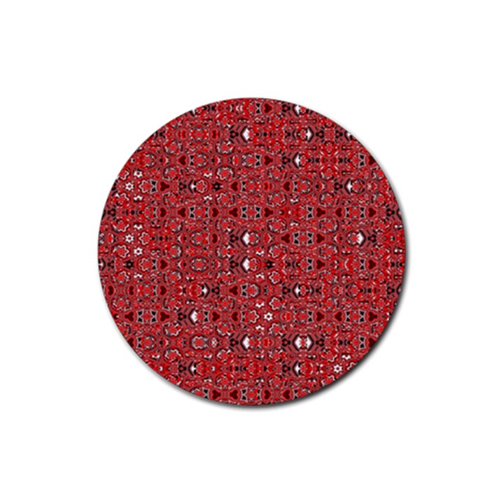 Abstract Red Black Checkered Rubber Coaster (Round) 