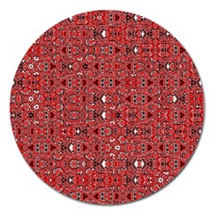 Abstract Red Black Checkered Magnet 5  (round) by SpinnyChairDesigns