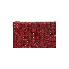 Abstract Red Black Checkered Cosmetic Bag (small) by SpinnyChairDesigns