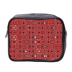 Abstract Red Black Checkered Mini Toiletries Bag (two Sides) by SpinnyChairDesigns