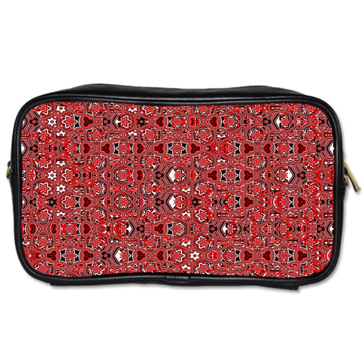 Abstract Red Black Checkered Toiletries Bag (Two Sides)