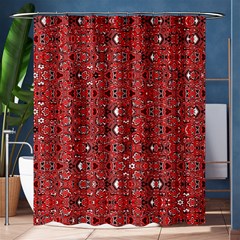 Abstract Red Black Checkered Shower Curtain 60  X 72  (medium)  by SpinnyChairDesigns